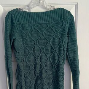 LOFT boatneck teal cable sweater, size XS